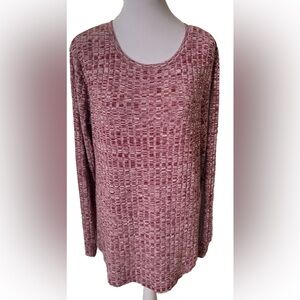 Rare! SIZE UP APPAREL STREETWEAR Maroon & White Heathered Long Sleeve Knit Top L